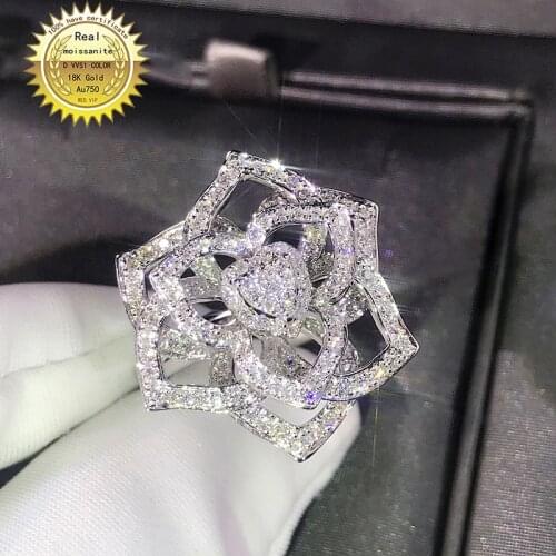 18K goldr ring D VVS moissanite ring Engagement&Wedding Jewellery with certificate 0047
