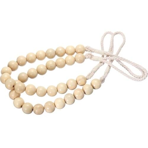 2Pcs Wooden Beads Curtain Tieback Rope Holdback Drape Holder Clip Bedroom Decoration Hanging Accessories