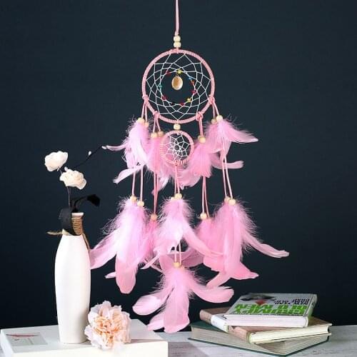 2018 Creative Second Ring Wind Chime Hanging Feather Dream Catcher Bedroom Living Room Wall Handmade Decorative Pendant-60242