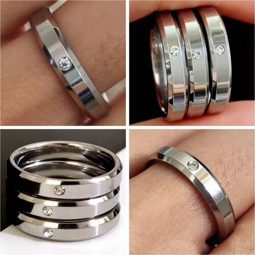 25pcs Top Quality Silver CZ Wedding Bands Ring Comfortable Male Female Elegance Zircon Rings Stainless Steel Engagement Jewelry