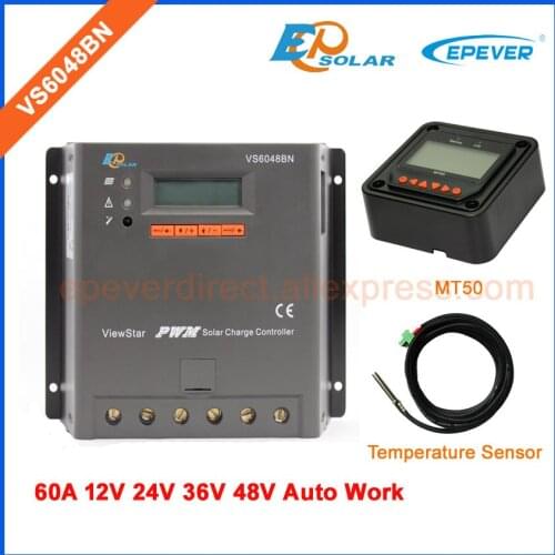 48V 60A Solar regulator EPEVER VS6048BN lcd display 60amps EPsolar temperature sensor and MT50 remote Meter off grid tie system