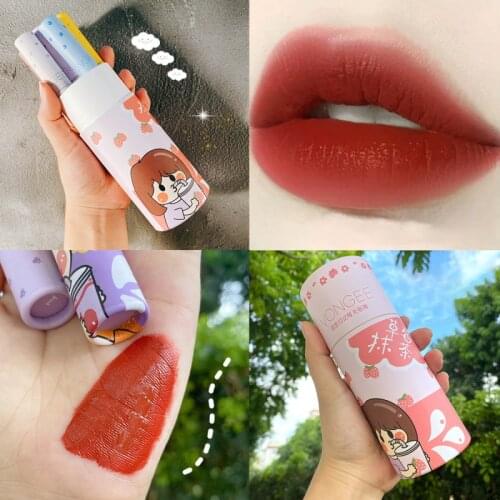6PCS Cute Lip Glaze Set Matte Waterproof Moisturizing Non-stick Cup Liquid Listick Chinese Style Makeup Cosmetic Gift Box TSLM1
