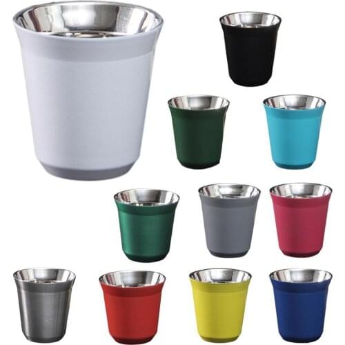 80ml/160ml Espresso Cups Double Wall Insulated 304 Stainless Steel Reusable Dishwasher Mugs for Outdoor Camping Coffee Cup