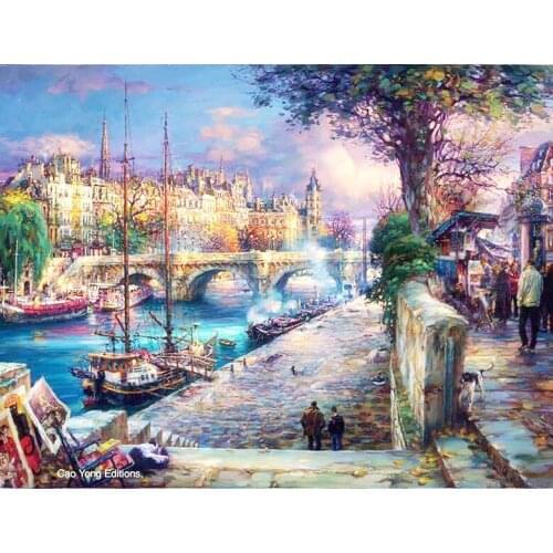A4352 seaside scenery cross stitch Oil painting girl 11/ 14ct /16/28/27CT cloth cotton thread embroidery DIY handmade