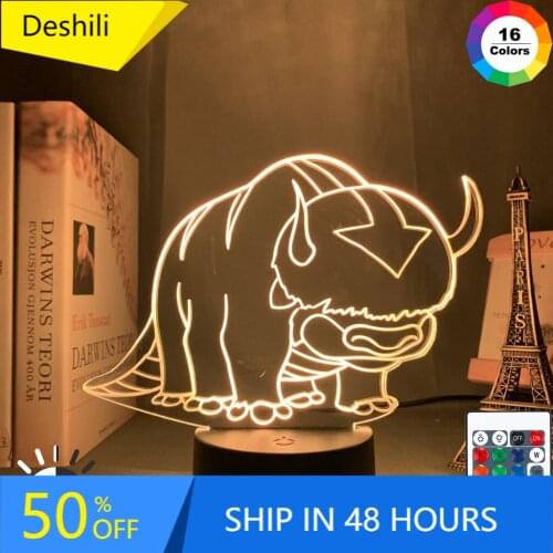 Acrylic 3d Lamp Avatar The Last Airbender Nightlight for Kids Child Room Decor The Legend of Aang Appa Figure Table Night Light