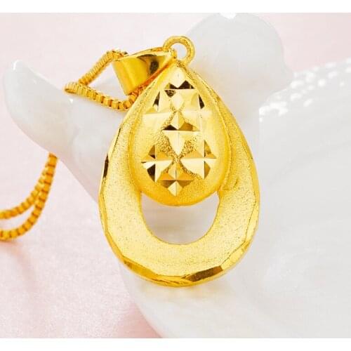 Double Water Drop Necklace 24k Gold Plated Pendant Necklace Ethnic Party Birthday Statement Engagement Necklaces New Jewelry