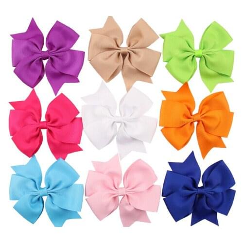 Headwear 4 inch big Girls Ribbon Hair Bows clips Ponytail Holder Cheerleading Pinwheel Hair Accessories hair ties 100pcs HD3425