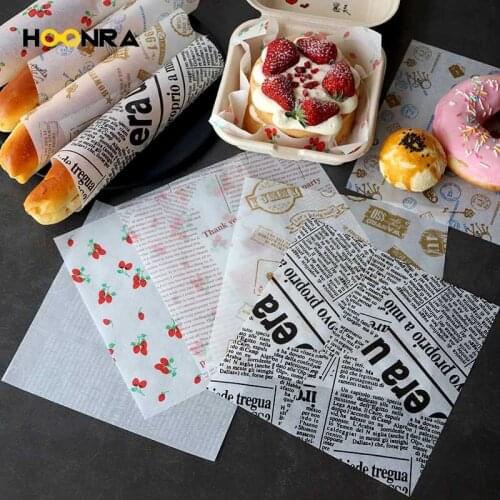HOONRA 100 Pcs Oil-Proof Wax Paper Food Wrapper Paper Bread Sandwich Burger Fries Wrapping Baking Tool Fast Food Bread Oil-Paper
