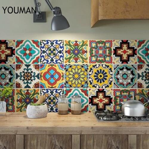 Simulation Tile Simple Europe Style Home Paste Wall Sticker DIY Waterproof Oil-proof Tile For Bathroom Kitchen Sticker Wallpaper