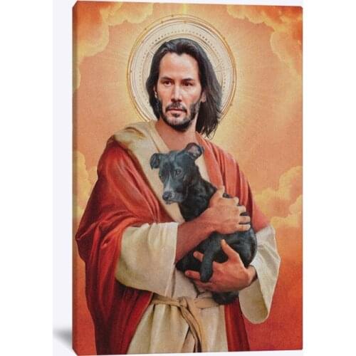 Canvas Printed Painting Wall Art Modern HD Poster Keanu Reeves Meme Jesus Home Decoration Pictures For Living Room Modular Frame