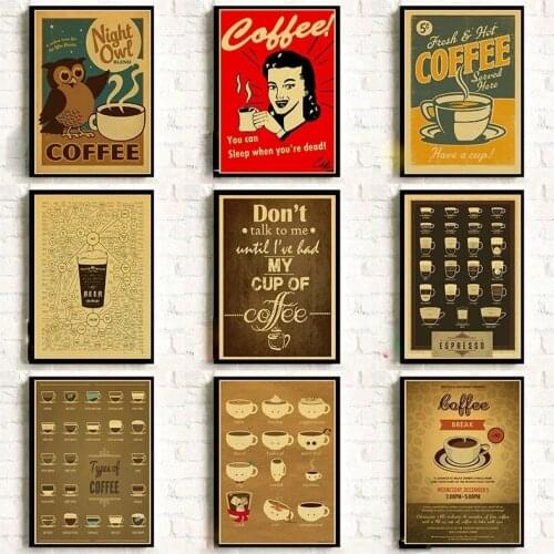 Coffee collection cafe kitchen decorative posters vintage poster retro wall sticker