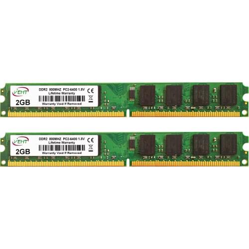 2pieces set DDR2 2GB 800Mhz PC2-6400 DIMM Desktop PC RAM 240 Pins 1.8V NON ECC Wholesale price