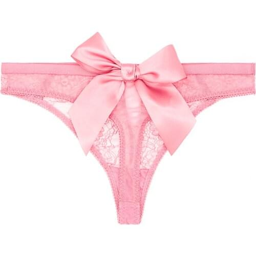Varsmiss panties women thong sexy lace underwear for women see through beautiful big bow panties