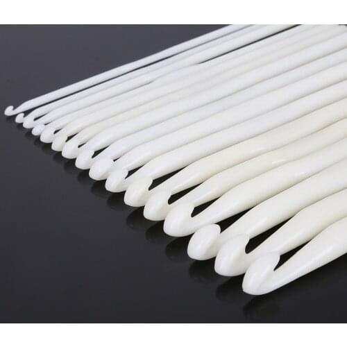 3Pcs 14cm Length 3mm-10mm Size, Pure White Plastic Crochet Hooks Knit Needles Weave Craft Knitting Needle DIY Crafts Accessories