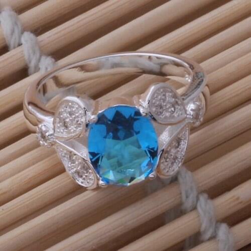 AR427 Hot sterling ring, fashion jewelry, leaves of blue stone /atjajkqa audajlka silver color