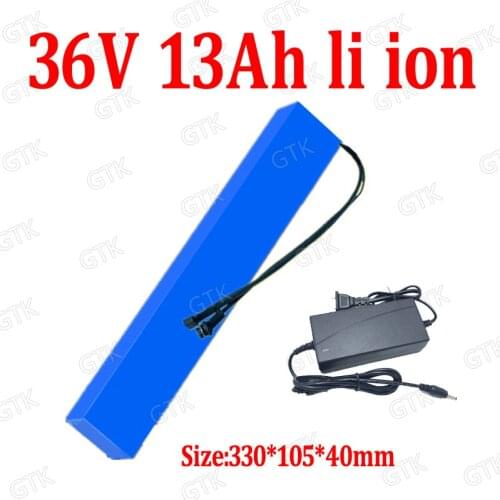 GTK customize 36v 13ah lithium ion no 12Ah 18650 BMS 10S li-ion battery for 350w 500w power tool bike scooter bike +2A Charger