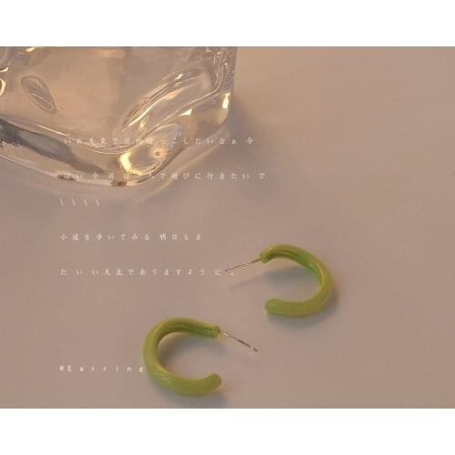 Matcha Green Classic S925 Fashion Temperament Earrings Female 2021 New Trendy Geometric C-shaped Earrings