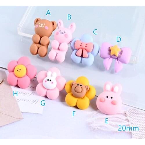 Bow Flower Flat Back Resin Cabochons Kawaii Bear Rabbit 20pcs DIY Flatback Cabochon Embellishment Accessories Scrapbooking