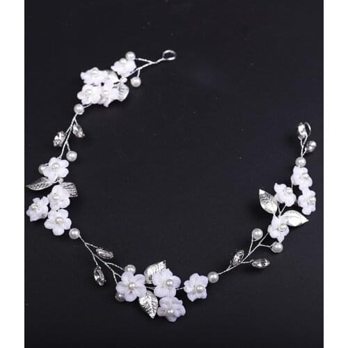 Cute Romantic Bridal Hair Vine Silver Leaf Wedding Hair Ornaments Flower Head Jewelry for Bride Women Headband for Girls