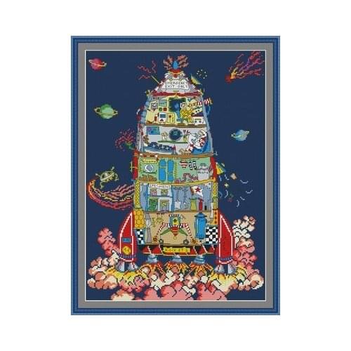 23-Bothy Threads-rocket ship Counted Cross Stitch 11CT 14CT 18CT DIY Cross Stitch Kits Embroidery Needlework Sets