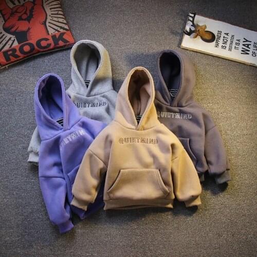 New Winter Toddler Boys Hoodies 2020 Casual Fashion Kids Thicken Warm Sweatshirt Velvet Letter Hooded Fake Two Hoodies for Boy
