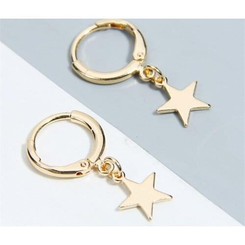 2020 New Fashion Five-pointed Star Stud Earrings for Women Minimalist Gold Color Moon Star Earrings Jewelry Hiphop boys gift