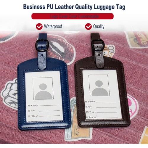 Solid PU Leather Travel Luggage Tag Red Black Colorful Luggage Label Boarding Pass Checked Luggage Name Card Tag ZSLT02