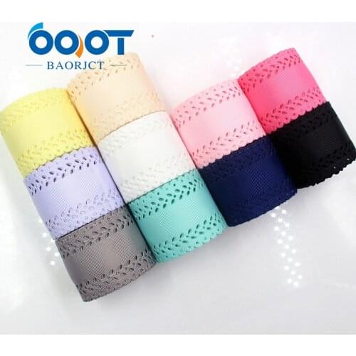 OOOT BAORJCT G-18701-574 hot sale 45 mm 10 yards hollow Flowers solid Grosgrain Ribbon,DIY materials,Clothing accessories