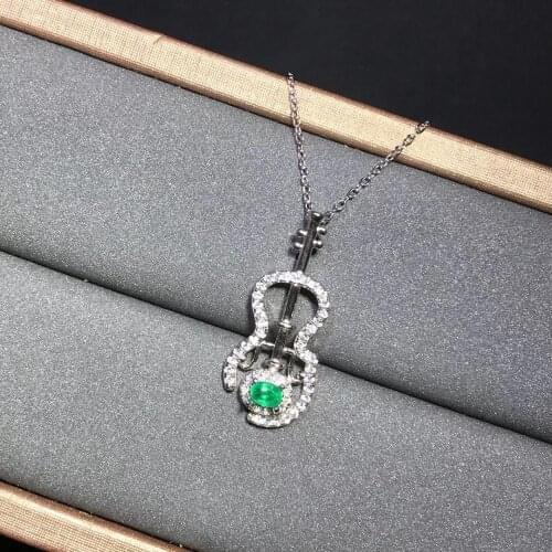 New natural emerald necklace 925 silver ladies necklace fresh and lovely simple fashion