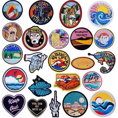 Beach Seaside Sun Iron On Knitting Textile Woven Sewing Accessories Patch Piece Popular Stripes Applique Stickers Personalised