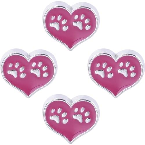 20Pcs/Lot Love Footprint Rose Heart FLoating Charms Making Locket Valentines Day Gift Jewelry Supplies