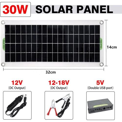 30W Polycrystal Solar Panel Flexible Solar Panel with Controller For Camping Car Traveling Outdoor Emergency Power Accessory