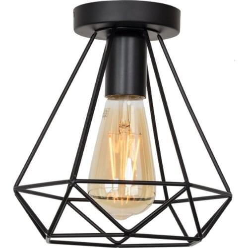 Ceiling ceiling lamp industrial wind wrought iron black retro iron cage lamp home lighting living room staircase aisle lamp