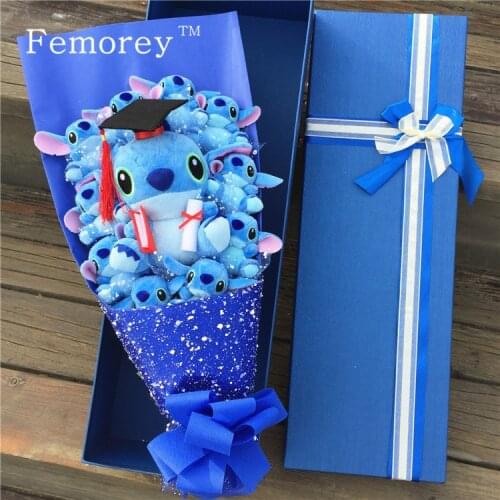 Drop Shipping Kawaii Stitch Plush Doll Toys Lovely Lilo And Stitch Bouquet Stich Stuffed Doll Birthday Valentines Gift No Box