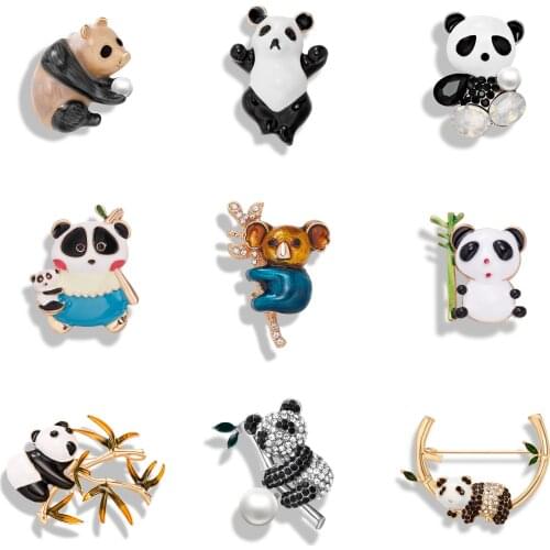 RINHOO Cute Panda Brooch Fashion Animal Brooches For Women Painted Oil Koala Jewelry Funny Seasons Design High Quality New 2021