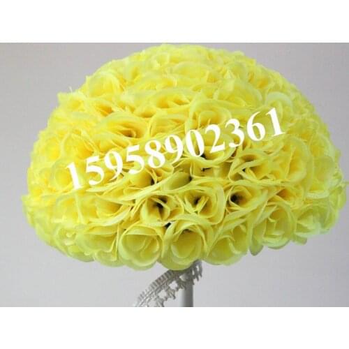 SPR 40cm*4 pcs Rose kissing ball artificial silk flower wedding decoration yellow color