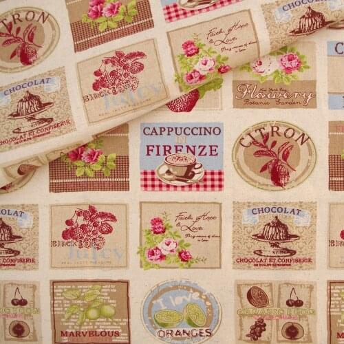 140cmx50cm Ripstop Cotton Linen Fabric for handmad, bed, bag, curtain - Block, flower, fruit and letter (LF199)