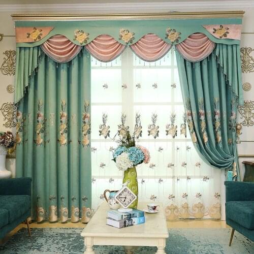 European-style Snow Velvet Luxury Curtains for Living Room Bedroom Blackout Curtains Watersoluble Embroidery Windows Tulle Home