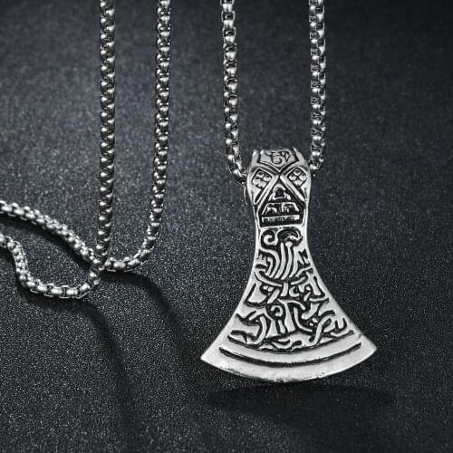 Hip Hop Stainless Steel Chain Vintage Men/Women Necklace Axe of Ares Pendant Gothic Party Jewelry Anniversary Gift