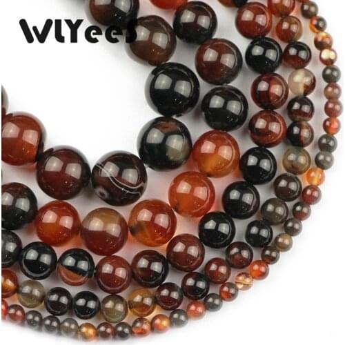 WLYeeS Natural Stone Dream carnelian beads Round Loose Spacer bead 4-12mm Ball for jewelry Women bracelet Making DIY 15in Strand