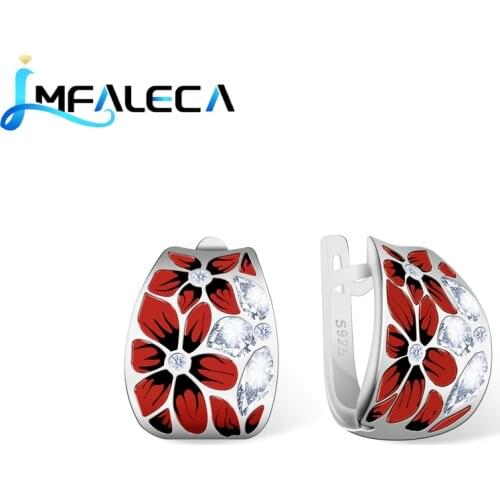 LMFALECA Silver Eearrings for Women Bright Plum Flower 925 Sterling Silver Jewelry Small Drop Earring Fine Jewelry Dropshipping