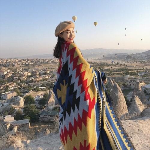 Women Scarf European and American Cloaks Autumn Winter Female Geometry Poncho Warm Capes Luxury Brand Scarves Oversized Bufanda