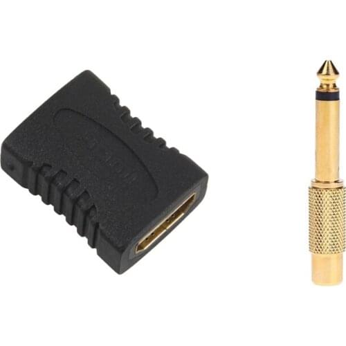 1 Pcs HDMI Socket with HDMI Socket Adapter Coupling & 1 Pcs Gold Male Jack To RCA Female Plug Audio Adapter Connector