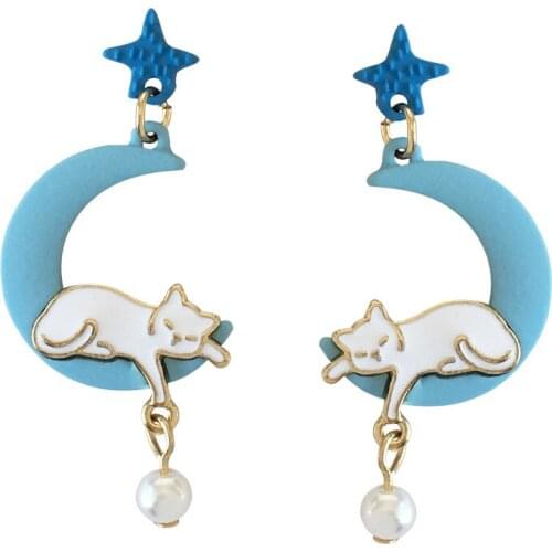 10 pair/lot fashion women jewelry accessories metal moon cat earrings for women