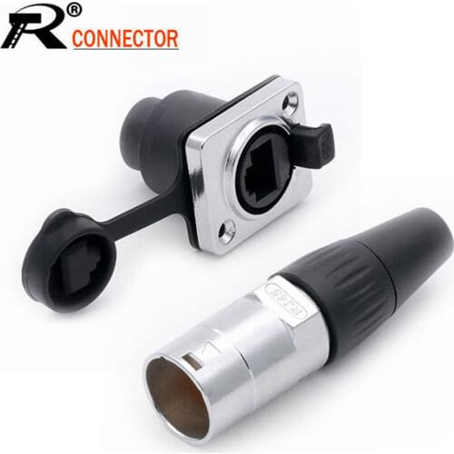 10pcs/lot Waterproof RJ45 Female Panel Mount 8P8C RJ45 Ethernet Male Plug Jack Socket IP65 Waterproof Connector