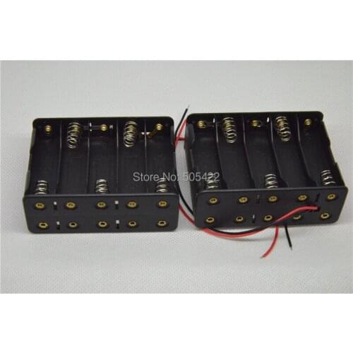 100pcs/lot New 10 AA 2A Battery Storage Box 15V Clip Holder Case with Wire Leads Wholesale