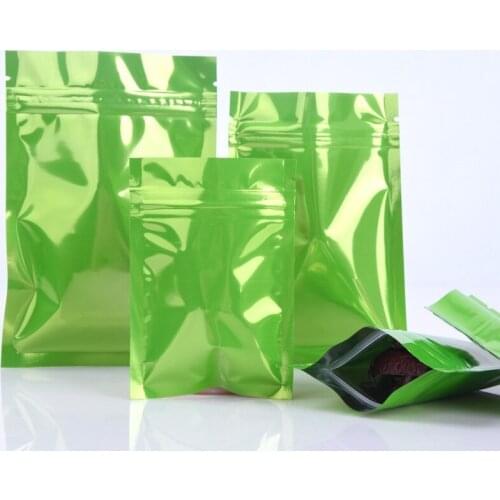 1000pcs/lot Various of Sizes Tear Notch Aluminum Foil Bag Heat Sealing Storage Bags Flat Green aluminum foil bag wholesale