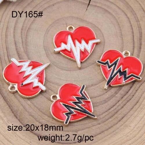 20pcs 20*18mm Alloy Gold Plating Color Enamel Heart Charms Pendant For Jewelry Making