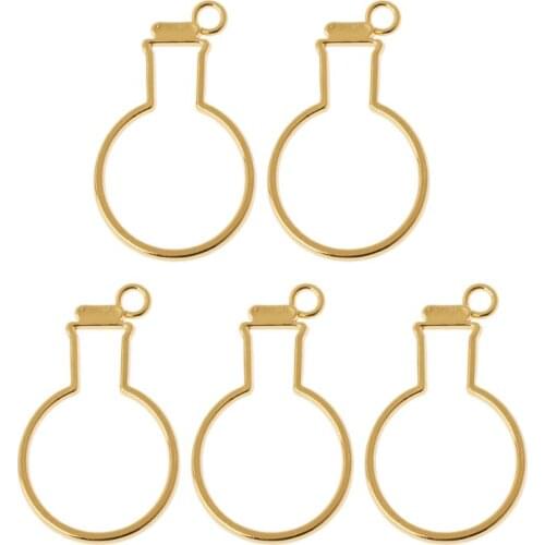5Pcs Bulb Bottles UV Frame Pendant Open Bezel Setting For UV Resin Jewelry DIY