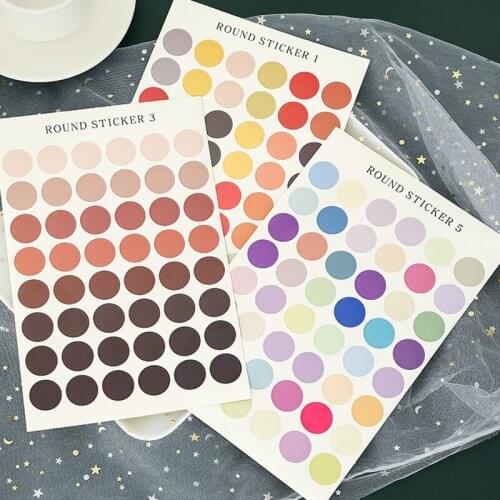 6pcs/Set Small Color Dot Sticker Seal Label Tag Multifunctional Photo Wall Sticker Round Sticker Planner Scrapbooking Decor
